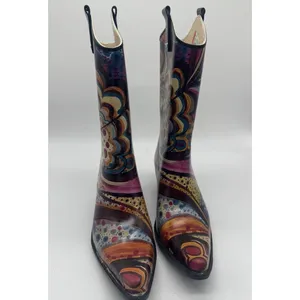 Nomad Yippy Women's Multicolor Western Cowboy Rain Boots Size 7 Artistic thumbnail 2