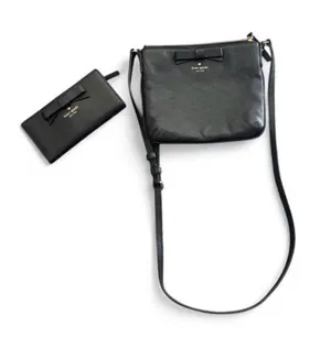 kate spade Black Leather Bow Crossbody with Matching Wallet thumbnail 1