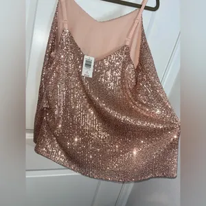 Torrid NWT V-neck Sophie Rose Gold Sequin Woven Swing Lined Relaxed Cami Size 1X thumbnail 2