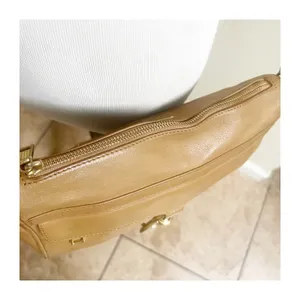 Rebecca Minkoff Crossbody Bag Womens Tan Leather Gold Chain Strap Shoulder Chic thumbnail 3
