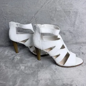 Simply Vera Vera Wang Heels Snakeskin Cage Gladiator Sandals Wedding Sz 9 White thumbnail 5