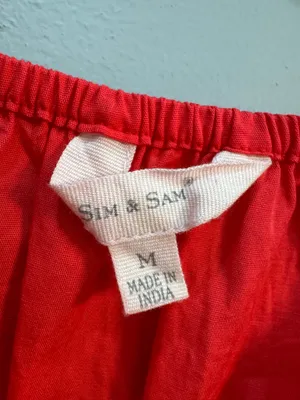 Red Sim & Sam Milkmaid Midi Sundress Size M EUC thumbnail 6