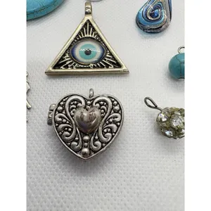 Mixed Pendant‎ Charm Lot Faux Turquoise Crystal Heart Locket Evil Eye Abalone thumbnail 5