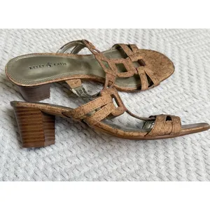 kelly and katie Women's cork textured twisted block heel Slip On sandals Size‎ 8 thumbnail 2