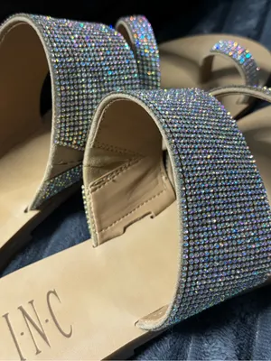INC International Concepts Rhinestone Tan Slide Sandals thumbnail 4