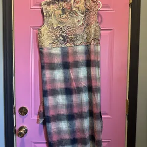 Grace Sleeveless Plaid High Low Dress - Pink and‎ Blue thumbnail 3