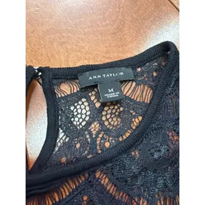 Ann Taylor Leopard Print Lace Yoke‎ Top Womens Brown Black Knit Sweater M thumbnail 4