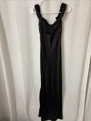 Princess Polly Black Satin Cutout Maxi Dress Women’s Size 4 thumbnail 2