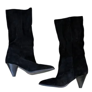Nine West Womens Black Suede Pointed Toe Cone Heel Knee High Boots Size 9.5M thumbnail 3
