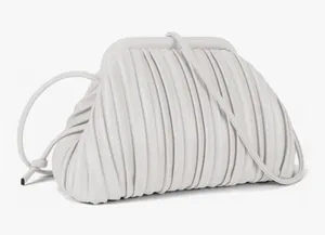 Pleated Dumpling Clutch White thumbnail 1