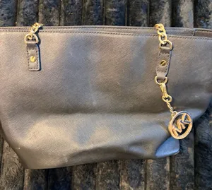 Michael Kors Black Tote with Gold Logo Charm thumbnail 1