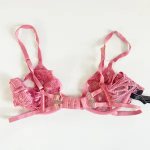 Victoria's Secret Womens Pink Floral‎ Embroidered Strappy Very Sexy Demi Bra 34B thumbnail 10