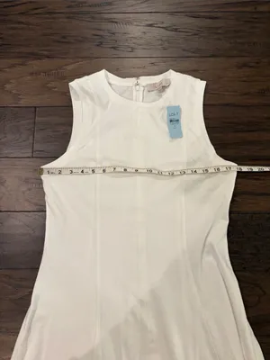 New With Tags Loft Petite Cotton Knit White Midi Dress Sz MP thumbnail 6