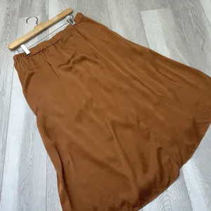 Vince Silk Skirt drape panel midi womens Brown medium minimalist contemporary thumbnail 5