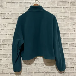 Fabletics Teal Half-Zip Fleece Pullover thumbnail 2