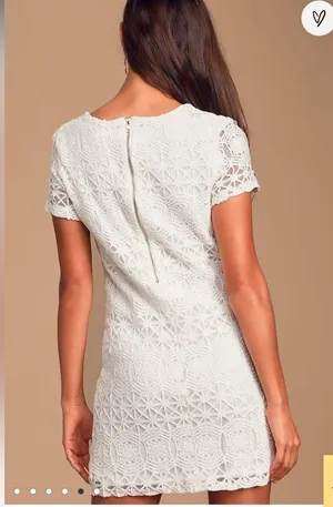 Lulus Love You For Eternity White Lace Shift Dress size small thumbnail 4