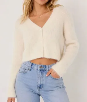 Aeropostale Fuzzy Cropped Cardigan XS Cream Soft Girl Cozy Sweater thumbnail 1