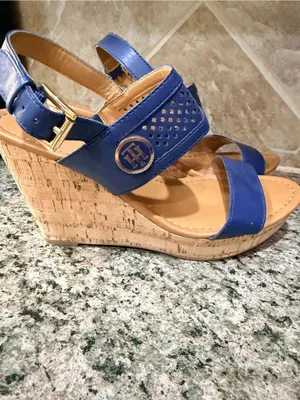 Tommy Hilfiger Navy Blue Cork Wedge Sandals Women’s Size 7.5 thumbnail 5