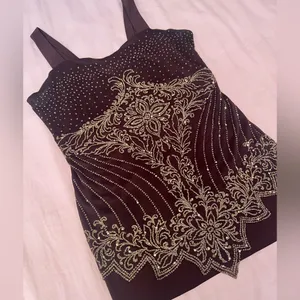 Vintage Y2K Embellished Brown Fairy Floral Glitter Top thumbnail 3