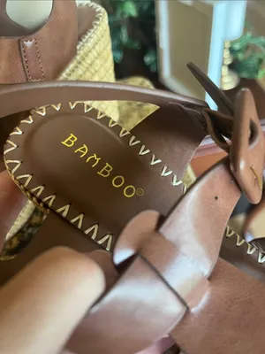 BAMBOO Brown Woven Wedge Espadrille Sandals NEW thumbnail 5
