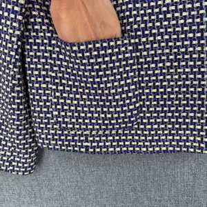 J.Crew Navy White Metallic Tweed Silk Blend Blazer Jacket Size 12 Preppy Twee thumbnail 5
