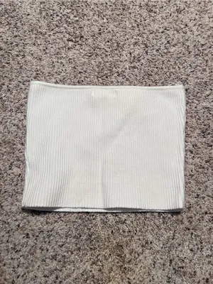 L.A. Hearts Women’s Size Small Tube Top White Cream Ribbed Cropped Stretch Soft thumbnail 5