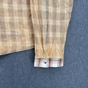 POL Plaid Button Front Shirt Contrast Collar Double Pocket Boho Size Small thumbnail 4