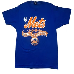 VTG 1986 New York Mets World Champions T Shirt Retro MLB Womens‎ M Single Stitch thumbnail 1