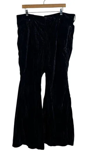 NWT Wrangler Retro Velvet Solid Flare Pants Black Boho High Rise Size 34x32 thumbnail 1
