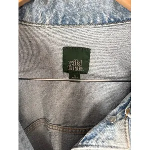 Wild Fable Light Wash Cropped Distressed Denim Jacket XL thumbnail 2