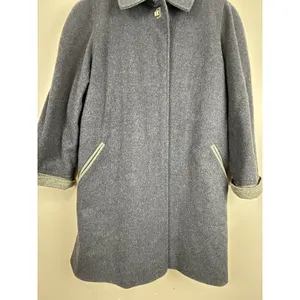 Vintage Marcona Women’s Wool & Alpaca Overcoat Gray with Green Cuffs Size 12 thumbnail 4