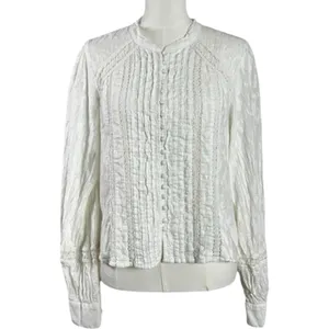 Free People Ethereal Dainty Victorian Cottage Annabelle Blouse Top Ivory Small thumbnail 9