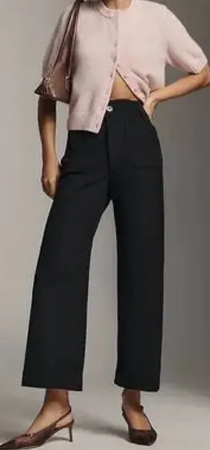 Anthropologie Maeve The Colette Stretch Twill Crop Wide-Leg Pants, Size 26 thumbnail 1