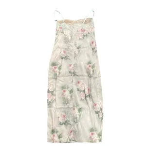 Bustier Satin Slip Bodycon Midi Floral Dress in Multi, Size S​ thumbnail 3