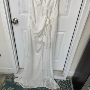Anthropologie Lioness swiss‎ dot white surplice maxi dress medium bridal wedding thumbnail 4