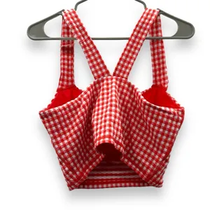 Offline‎ by aerie Red & White Gingham Square Neck Crop Top Shelf Bra Sz XL NEW thumbnail 4