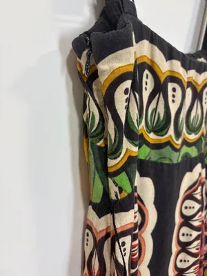🌟 Farm Rio 🌟 Coconut Tree Flow Scarf Midi Dress Brown Multi Xxs thumbnail 10