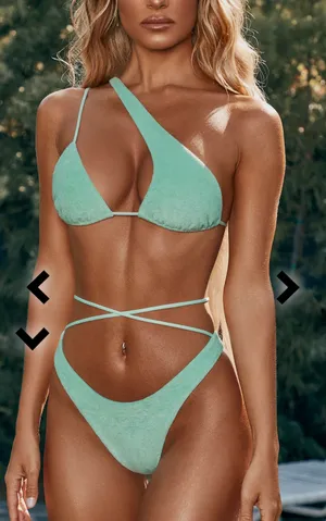 Oh Polly REASMEY ASYMMETRIC BIKINI TOP IN AQUA thumbnail 2