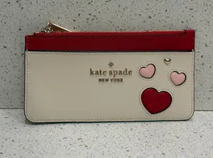 Kate Spade Women’s Wallet Sweet Heart Wallet Cardholder Pink Red Hearts EUC thumbnail 1