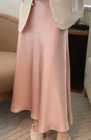 SheIn Mermaid Pink Satin Skirt thumbnail 2