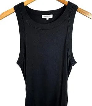 Michael Stars Black Wren Midi Dress with Slit Ribbed Knit Size Medium thumbnail 3