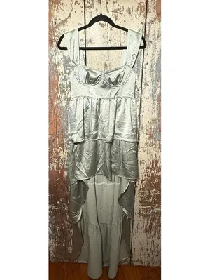 WeWoreWhat Corset High Low Maxi dress Fog Green size 4 thumbnail 6