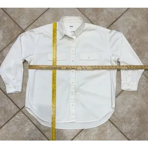 Aerie woman's white thick cotton relaxed button up shirt costal clean thumbnail 7