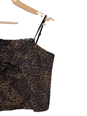 Y2k Style Leopard Print Camisole Tank Top Brown Size XS thumbnail 3