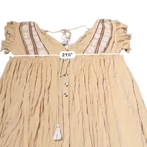 Free People Will‎ Wait For You Dress Women's Medium Natural Boho Ruffle Festival thumbnail 9