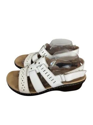 Clarks Size 10 Strappy Stylist Summer Comfy Casual Chic Slip On Sandals White thumbnail 7