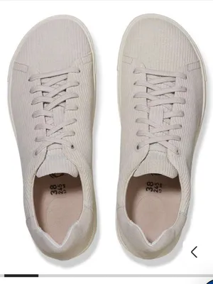 Birkenstock Bend Low Suede Embossed Sneakers in Corduroy Antique White thumbnail 2
