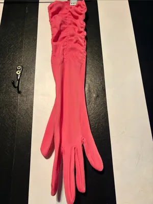 Vintage Pink Ruched Long Gloves Retro Formal Wear Fancy Dress thumbnail 3
