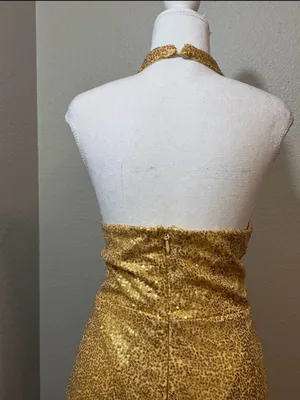 #22-13 Gold floor-length evening gown-1X/Size 16 thumbnail 7