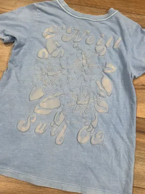 O’NEILL Casual Baby Blue Hawaiian Surf Wear Floral Graphic T-shirt | Size XS thumbnail 2
